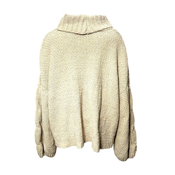 Seven7 Cable Knit Beige Cowl Neck Sweater Cozy Premium Quality Brand Size XXL - Picture 3 of 10